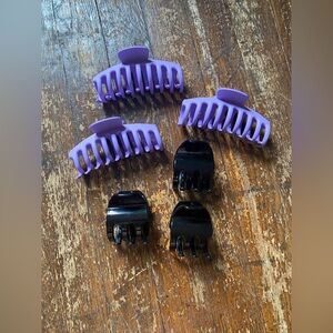Set of 6 Large Purple & Black Claw Clips